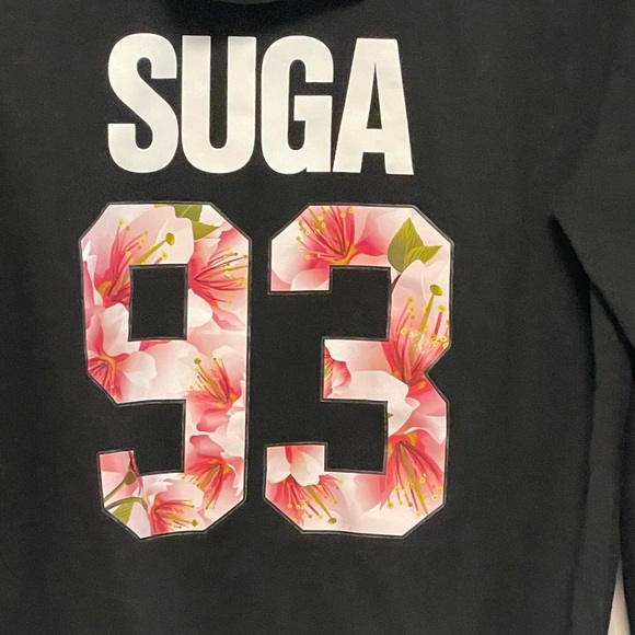 BTS Suga 93 Black Logo Sweater with Hood - Picture 4 of 8
